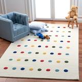 White 60 x 0.31 in Indoor Area Rug - Wrought Studio™ Iolo Polka Dots Handmade Tufted Area Rug in Ivory Cotton/Wool | 60 W x 0.31 D in | Wayfair