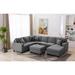 Gray Sectional - Ebern Designs McConnico Right Hand Facing Modular Corner Sectional w/ Ottoman Linen | 35 H x 124 W x 98 D in | Wayfair