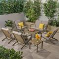 George Oliver Emil 8 Piece Multiple Chairs Seating Group w/ Cushions Wood/Natural Hardwoods in Brown/White | 30.5 H x 45.25 W x 35.5 D in | Outdoor Furniture | Wayfair