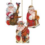 The Holiday Aisle® 3 Piece Musician Holiday Shaped Ornament Set Wood in Brown/Red | 5.5 H x 5 W x 0.5 D in | Wayfair