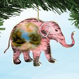 The Holiday Aisle® Tidaholm Elephant Hanging Figurine Ornament Wood in Brown/Pink | 5.5 H x 5 W x 0.25 D in | Wayfair