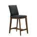 Gracie Oaks Brouwer 26" Counter Stool Wood/Upholstered/Leather/Genuine Leather in Black/Brown | 41 H x 17 W x 23 D in | Wayfair