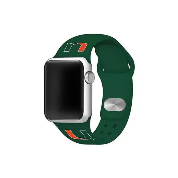 affinity-bands-ncaa-miami-hurricanes-42-millimeter-silicone-apple-watch-band,-green/
