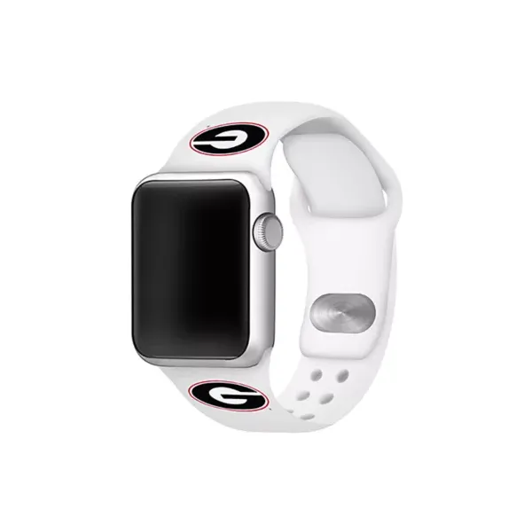affinity-bands-ncaa-georgia-bulldogs-42-millimeter-silicone-apple-watch-band,-white/