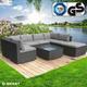 Gartenmöbel Lounge Sofa Couch Set Sunshine Schwarz Poly-Rattan für 5 Personen - Brast