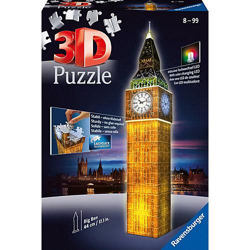 3D-Puzzle Night mit LED, H44 cm, 216 Teile, Big Ben bei Nacht