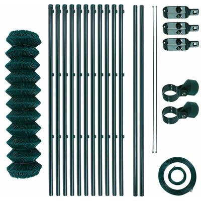 Maschendrahtzaunset Gartenzaun 1,50x25 m Gartenzaunset Zaunset grün Komplettset Image