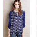 Anthropologie Tops | Anthropologie Meadow Rue Evella Boat Top Medium | Color: Blue/Yellow | Size: M