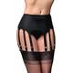 Nylon Dreams NDL12 Women's Black Garter Belt 12 Strap Suspender Belt Medium