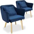 Lot de 2 fauteuils scandinaves Dantes Tissu Bleu - Bleu