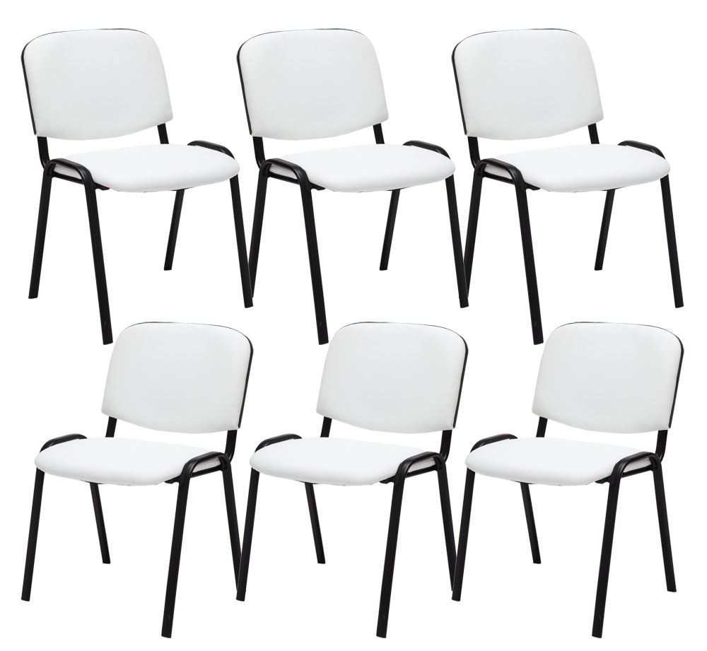 CLP 6er Set Besucherstuhl Ken Kunstleder weiß