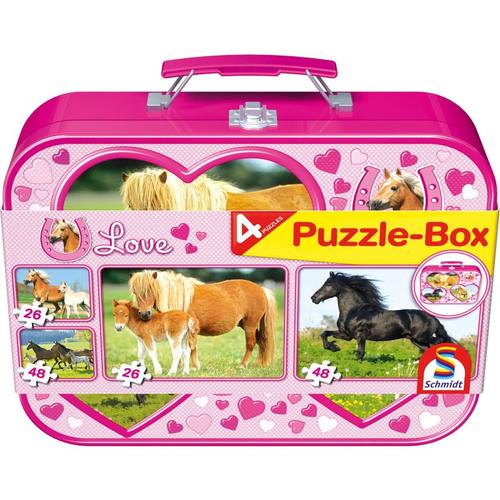 Pferde, Puzzle-Box 2x26, 2x48 Teile im Metallkoffer