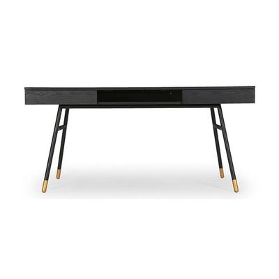 Schreibtisch SOLOMON - Schreibtisch, schwarzes Holz & Messing, B160