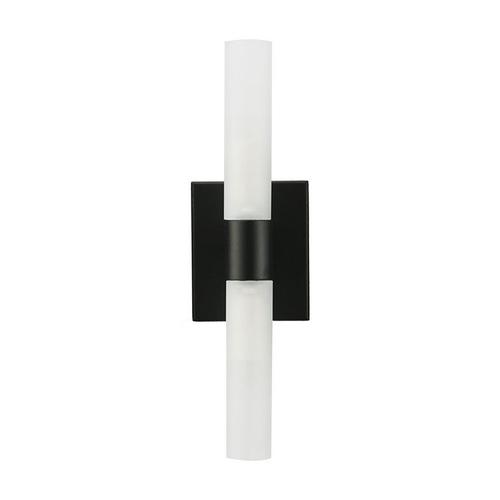 Wandlampe AVELLO - Wandlampe, weißes Glas & schwarzes Metall, H35