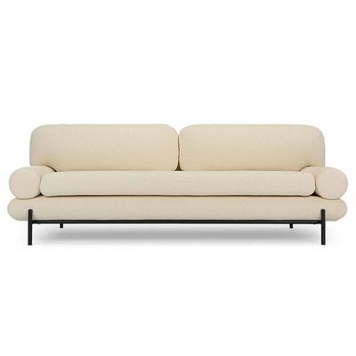 3-Sitzer-Sofa OMNYA - 3-Sitzer Sofa, Bouclé Stoff in Weiß & schwarzes Metall, B220