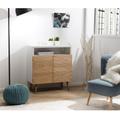 Isidore - Buffet 2 portes bois clair et blanc - Miel & blanc