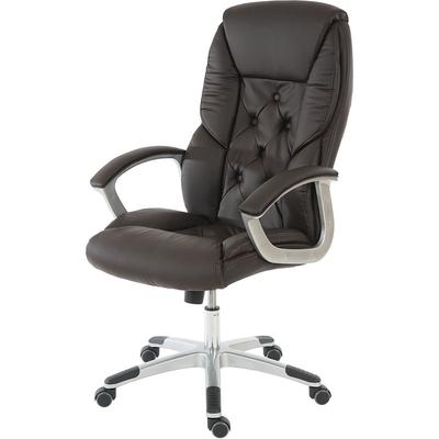 Profi-Bürostuhl H42 XXL, Chefsessel Drehstuhl, 150kg belastbar Kunstleder braun Image