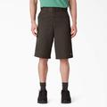 Dickies Men's Loose Fit Flat Front Work Shorts, 13" - Dark Brown Size 36 (42283)