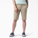 Dickies Women's Perfect Shape Straight Fit Bermuda Shorts, 11" - Rinsed Oxford Stone Size 8 (FR401)