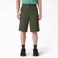 Dickies Men's Loose Fit Flat Front Work Shorts, 13" - Olive Green Size 36 (42283)