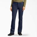 Dickies Women's Perfect Shape Relaxed Fit Bootcut Pants - Rinsed Navy Size 6 (FP402)