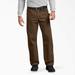 Dickies Men's Relaxed Fit Sanded Duck Carpenter Pants - Rinsed Timber Brown Size 30 32 (DU336)