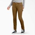 Dickies Women's Flex Slim Fit Duck Carpenter Pants - Rinsed Brown Size 8 (FD2600)