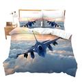 Plane Flying Bedspread Cover Double Size for Kids Child Teens Men Tower Pattern Decoration Airplane Print Comforter Cover with 2 Pillowcases Microfiber Zipper Hot Air Balloon Quilt Cover 3 Pcs