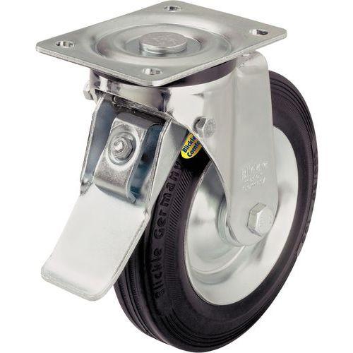 Roul Piv.+ Fr F=350kg D=200mm Roue Caoutchouc Flasque Tole - Blickle
