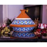 Kamsah Moroccan Ceramic Round Tagine Non Stick/Ceramic in Green/Blue | 10 H x 10 W in | Wayfair KMTT