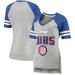 Women's G-III 4Her by Carl Banks Heathered Gray/Royal Chicago Cubs Goal Line Raglan V-Neck T-Shirt