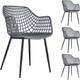 Lot de 4 chaises lucia pour salle à manger ou cuisine au design retro avec accoudoirs, coque en