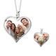 LONAGO Full Color Photo Personalized Necklace 925 Sterling Silver Custom Picture Necklace (Heart Double Photo-white gold)