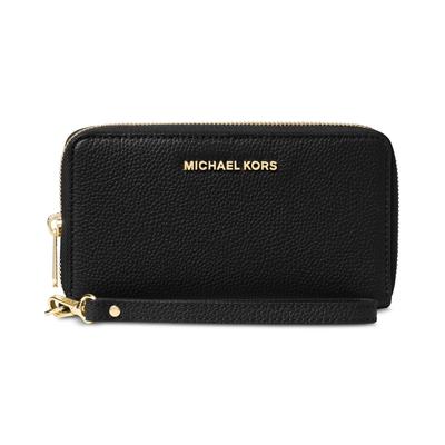 Michael Michael Kors Mercer Pebble Leather Multi Function Phone Case - Black/Gold
