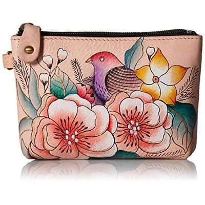 Anna by Anuschka Hand Painted Leather Women's Coin Pouch, Vintage Garden