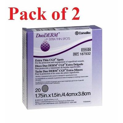 "ConvaTec DuoDERM Extra Thin CGF Spots 1.75" x 1.5" 20 Count (Pack of 2)"
