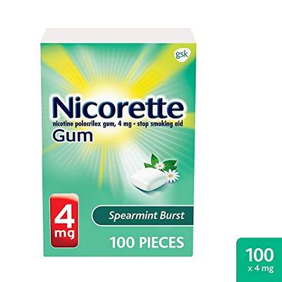Nicorette Gum Stop Smoking Aid, Spearmint, 100 Count