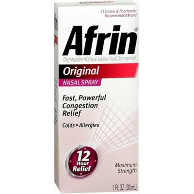 Afrin Original Nasal Spray Fast Congestion Relief Maximum Strength 1 Oz (4pk)