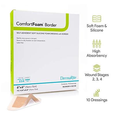 Dermarite Industries Comfort Foam Border Self-Adherent Soft Silicone Foam Dressing, 8 Ounce