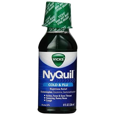 Vicks Nyquil Cough Cold and Flu Relief Liquid, Original Flavor, 8 Ounce