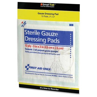 First Aid Only Sterile Gauze Dressing Pads, White