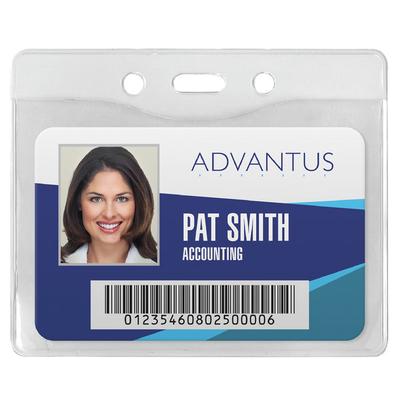 Advantus 75411 3 3/8" x 4 1/4" Clear Horizontal Security ID Badge Holder - 50/Box