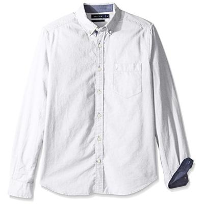 Nautica Men's Big and Tall Long Sleeve Button Down Solid Oxford Shirt, Bright White, 3X-Large