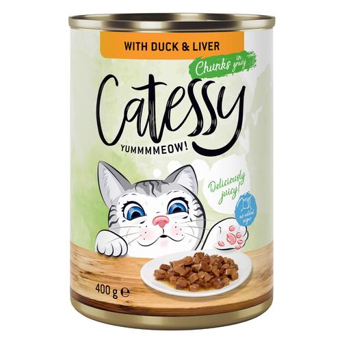 Sparpaket Catessy Häppchen in Sauce oder Gelee 48 x 400 g – mit Ente und Leber in Sauce
