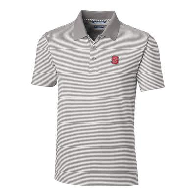 "Cutter & Buck NC State Wolfpack Gray Forge Tonal Stripe Tailored Fit Polo Shirt"