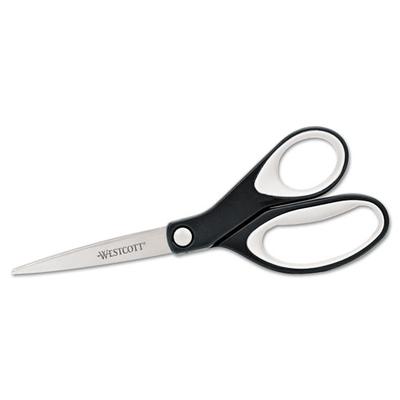 Westcott ACM15588 Straight KleenEarth Soft Handle Scissors, 8" Long, Black & Gray