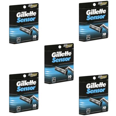 50 Gillette Sensor Razor Blade Refills Cartridges, 5 X 10 Pack
