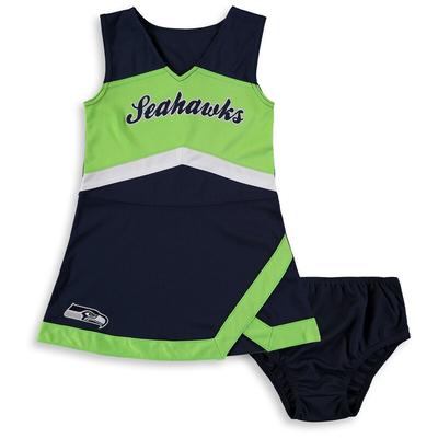 Girls Preschool Seattle Seahawks College Navy/Neon Green Cheer Captain Jumper Dress
