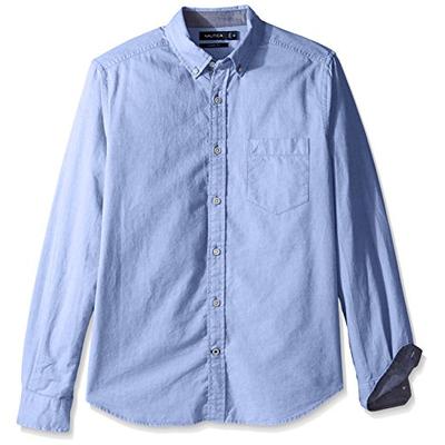 Nautica Men's Big Long Sleeve Button Down Solid Oxford Shirt, French Blue, 3XLT Tall