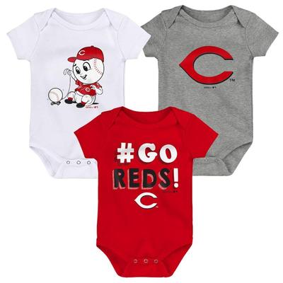 Cincinnati Reds Infant Born To Win 3-Pack Bodysuit Set - Red/White/Gray